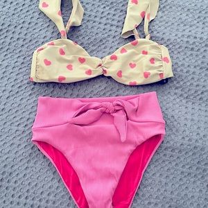 Beach Riot Bikini Matching Set Hearts small top xs bottom NWOT